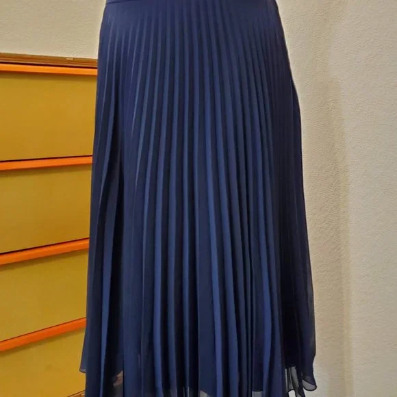 Topshop Navy Blue Pleated Skirt